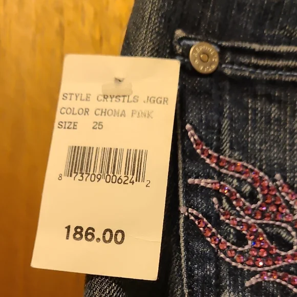 Rock And Republic Blue Boot Cut Jeans with Pink Embroidery - Picture 5 of 7